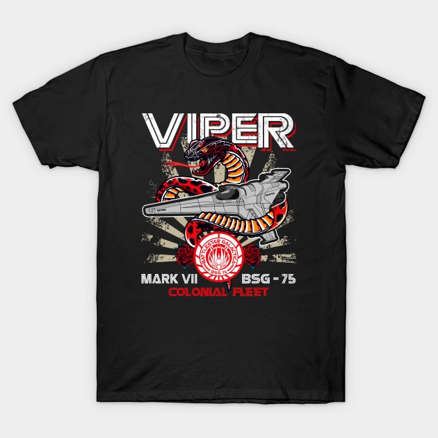 Viper Mark VII BSG 75 Colonial Fleet T-Shirt by Alema Art